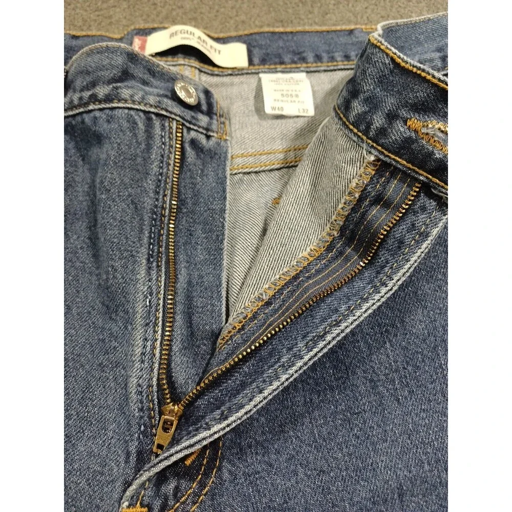 Levi's 505 Jeans Regular Fit Blue Denim Men's Size 40/32